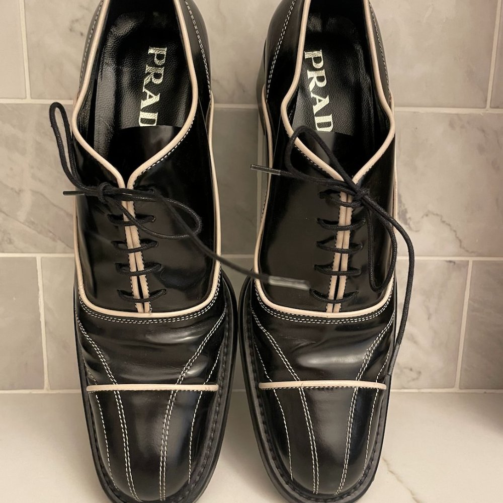 prada vintage lace-up oxford heels sz 7